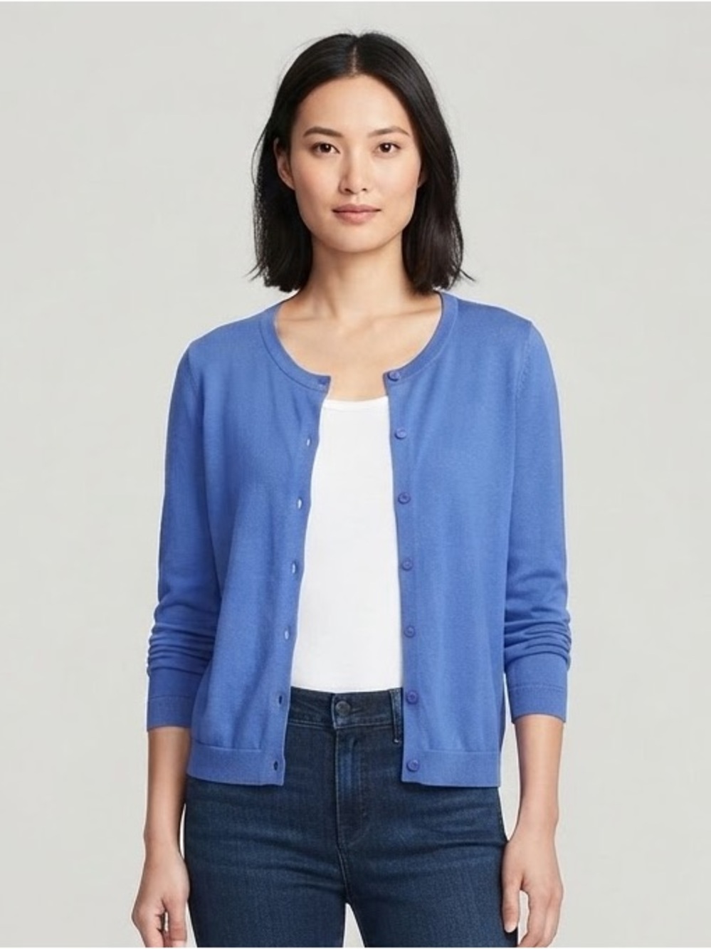 Talbots Women's Blue Button-Front Cardigan